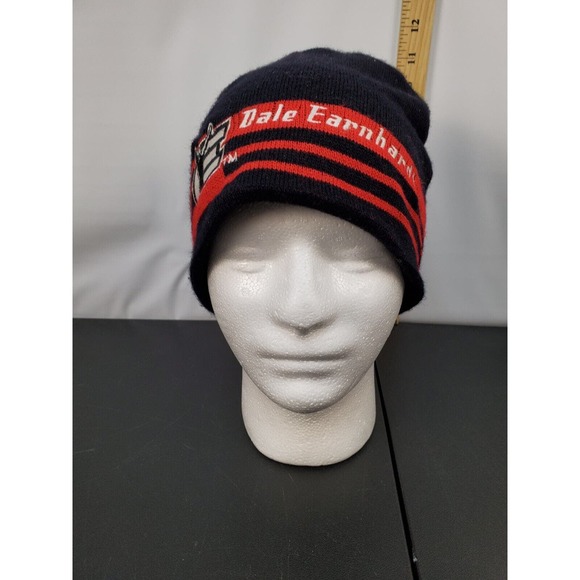 Vintage‎ 90s NASCAR Racing Dale Earnhardt Beanie Cap Unisex Black Red Acrylic - Picture 2 of 12